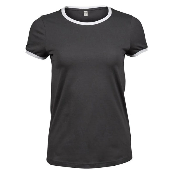 T-shirt Ladies Ringer Tee grigio / S - personalizzabile con logo