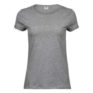 T-shirt Ladies Roll-Up Tee grigio / S - personalizzabile con logo