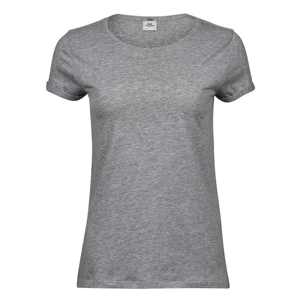 T-shirt Ladies Roll-Up Tee grigio / S - personalizzabile con logo