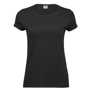 T-shirt Ladies Roll-Up Tee nero / S - personalizzabile con logo