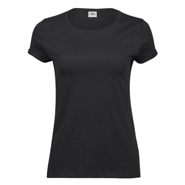 T-shirt Ladies Roll-Up Tee nero / S - personalizzabile con logo