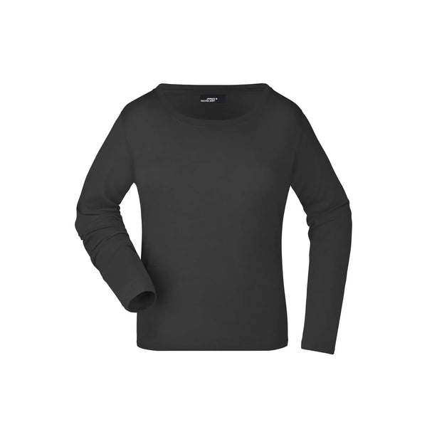 T-shirt Ladies Shirt Long-sleeved Medium nero / S - personalizzabile con logo