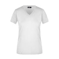 T-shirt Ladies Slim Fit V-t bianco / S - personalizzabile con logo
