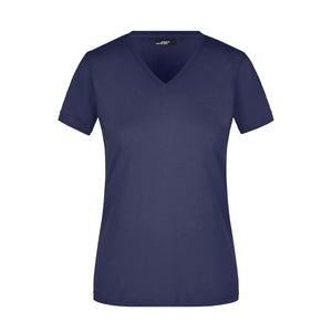 T-shirt Ladies Slim Fit V-t blu / S - personalizzabile con logo