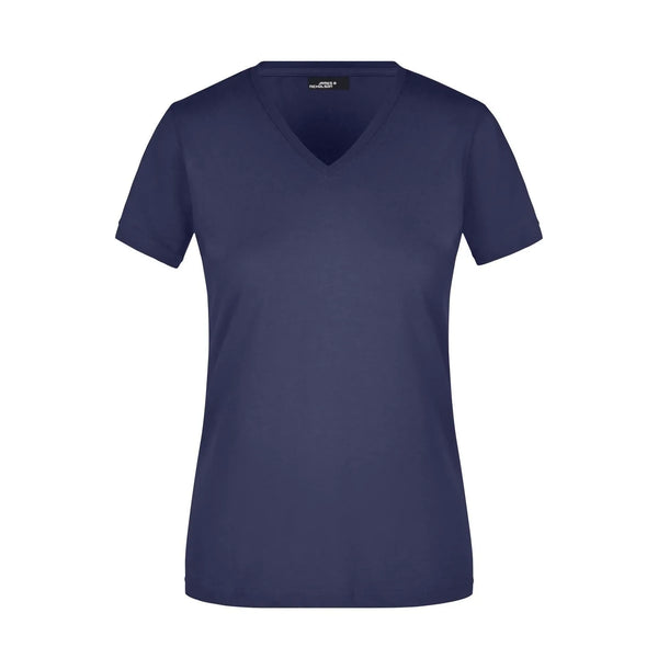 T-shirt Ladies Slim Fit V-t blu / S - personalizzabile con logo