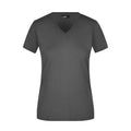 T-shirt Ladies Slim Fit V-t grigio / S - personalizzabile con logo