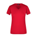 T-shirt Ladies Slim Fit V-t rosso / S - personalizzabile con logo