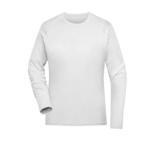 T-shirt Ladies Sports Shirt Long-sleeved bianco / XS - personalizzabile con logo