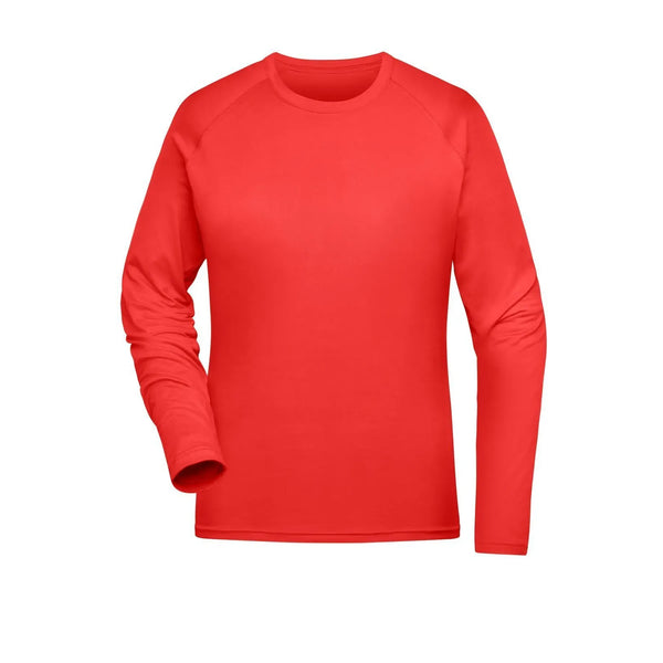 T-shirt Ladies Sports Shirt Long-sleeved rosso / XS - personalizzabile con logo