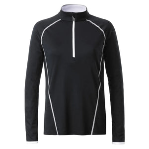 T-shirt Ladies Sportsshirt maniche lunghe black/white / XS - personalizzabile con logo