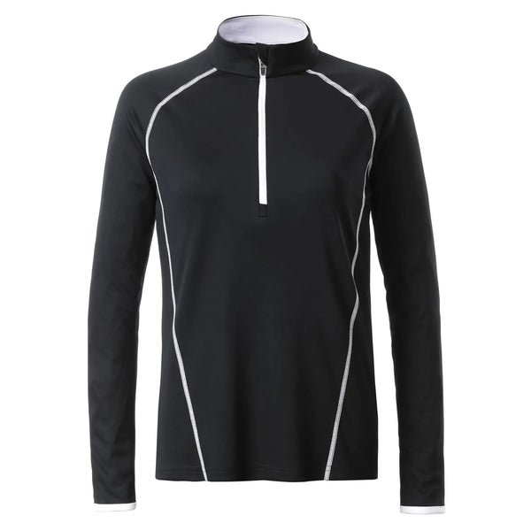 T-shirt Ladies Sportsshirt maniche lunghe black/white / XS - personalizzabile con logo