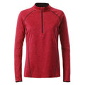 T-shirt Ladies Sportsshirt maniche lunghe red-melange / XS - personalizzabile con logo
