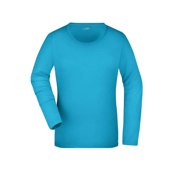 T-shirt Ladies Stretch Shirt Long-sleeved azzurro / S - personalizzabile con logo