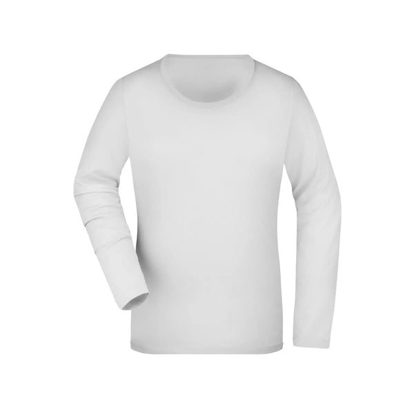 T-shirt Ladies Stretch Shirt Long-sleeved bianco / S - personalizzabile con logo