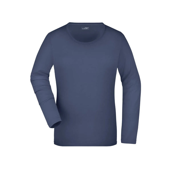 T-shirt Ladies Stretch Shirt Long-sleeved blu / S - personalizzabile con logo