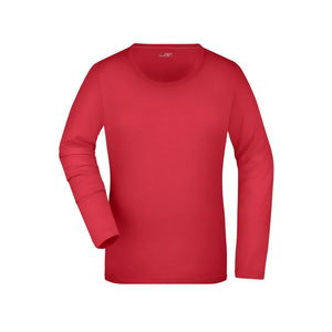 T-shirt Ladies Stretch Shirt Long-sleeved rosa / S - personalizzabile con logo