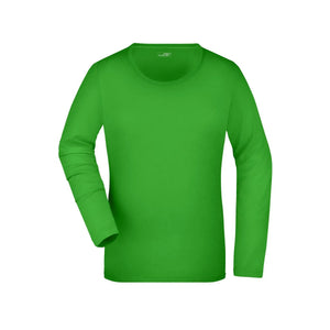 T-shirt Ladies Stretch Shirt Long-sleeved verde / S - personalizzabile con logo