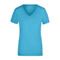 T-shirt Ladies Stretch V-t azzurro / S - personalizzabile con logo