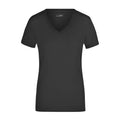 T-shirt Ladies Stretch V-t nero / S - personalizzabile con logo
