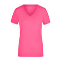 T-shirt Ladies Stretch V-t rosa / S - personalizzabile con logo
