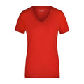 T-shirt Ladies Stretch V-t rosso / S - personalizzabile con logo
