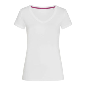 T-shirt Megan V-neck bianco / S - personalizzabile con logo