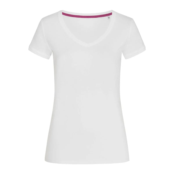 T-shirt Megan V-neck bianco / S - personalizzabile con logo