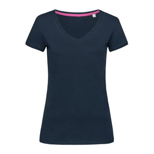 T-shirt Megan V-neck blu / S - personalizzabile con logo