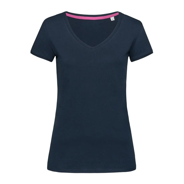 T-shirt Megan V-neck blu / S - personalizzabile con logo