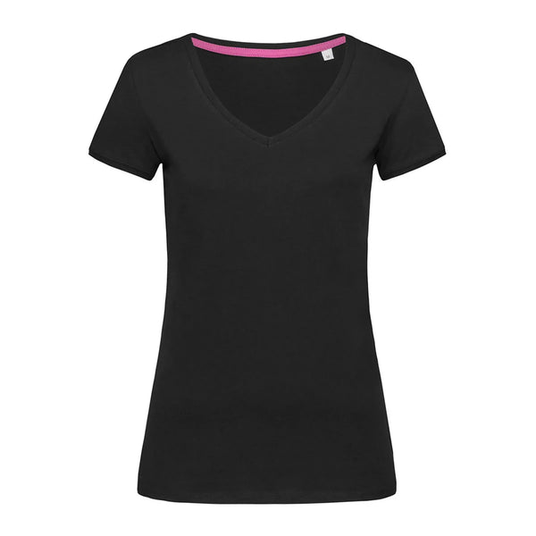 T-shirt Megan V-neck nero / S - personalizzabile con logo