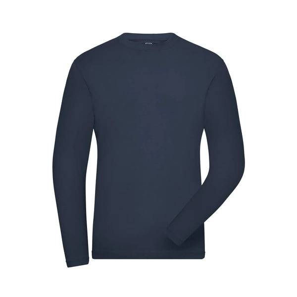 T-shirt Mens Bio Stretch-maniche lunghe Work - Solid blu / XS - personalizzabile con logo