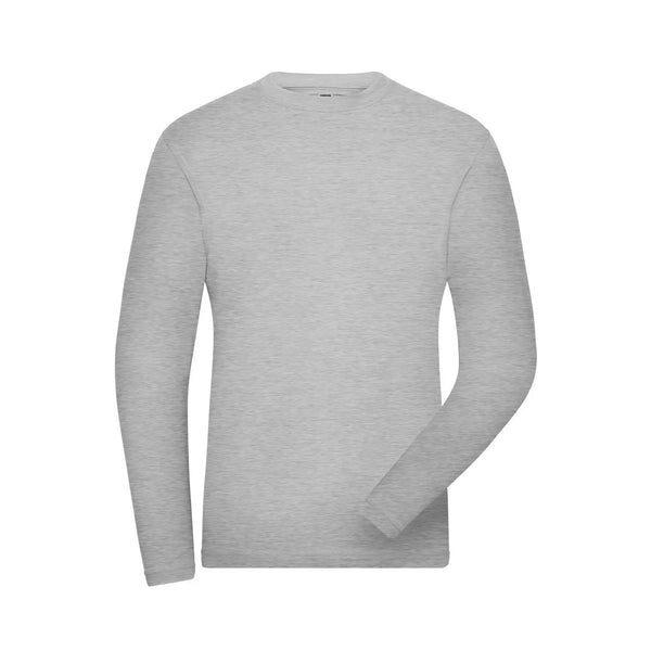 T-shirt Mens Bio Stretch-maniche lunghe Work - Solid grey-heather / XS - personalizzabile con logo