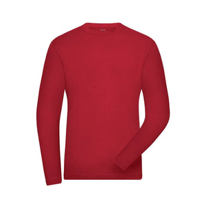 T-shirt Mens Bio Stretch-maniche lunghe Work - Solid rosso / XS - personalizzabile con logo