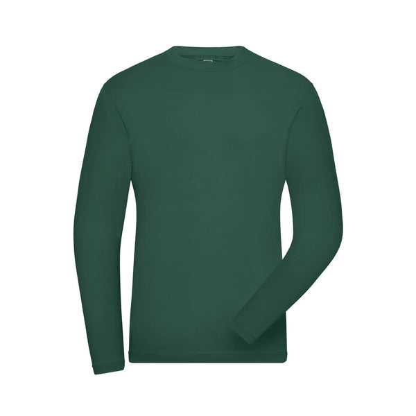 T-shirt Mens Bio Stretch-maniche lunghe Work - Solid verde / XS - personalizzabile con logo