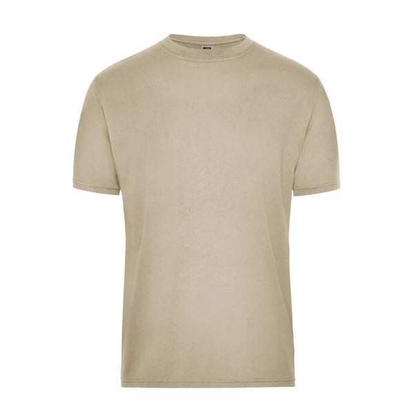 T-shirt Mens Bio Workwear beige / XS - personalizzabile con logo