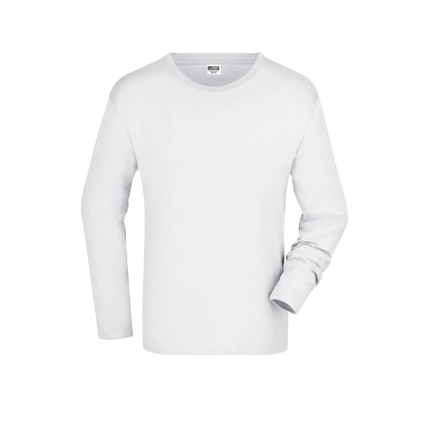 T-shirt Mens Long-sleeved Medium bianco / S - personalizzabile con logo