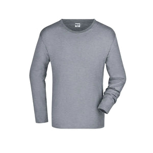 T-shirt Mens Long-sleeved Medium grigio / S - personalizzabile con logo
