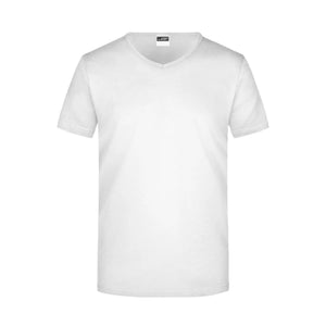 T-shirt Mens Slim Fit V-t bianco / S - personalizzabile con logo