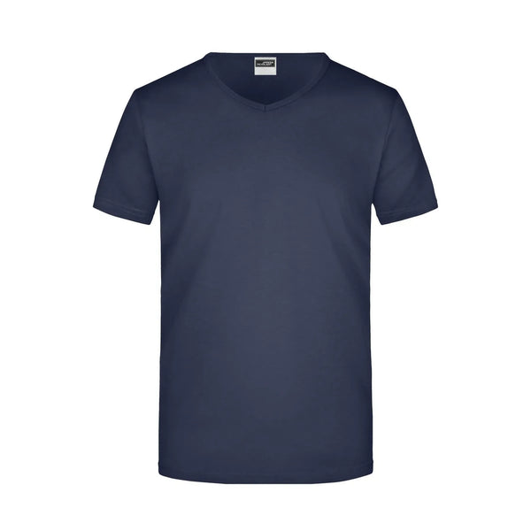 T-shirt Mens Slim Fit V-t blu / S - personalizzabile con logo