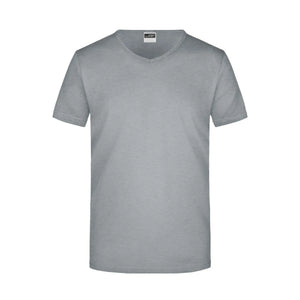 T-shirt Mens Slim Fit V-t grigio / S - personalizzabile con logo
