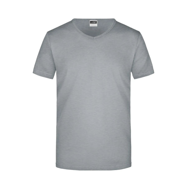 T-shirt Mens Slim Fit V-t grigio / S - personalizzabile con logo