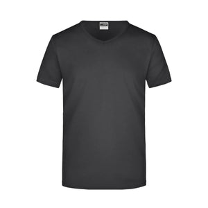 T-shirt Mens Slim Fit V-t nero / S - personalizzabile con logo