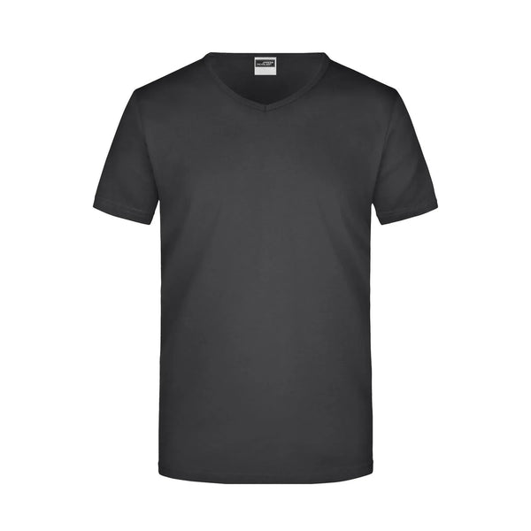 T-shirt Mens Slim Fit V-t nero / S - personalizzabile con logo