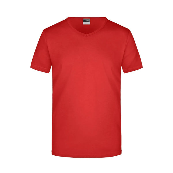 T-shirt Mens Slim Fit V-t rosso / S - personalizzabile con logo