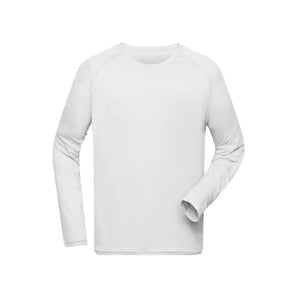 T-shirt Mens Sports Shirt Long-sleeved bianco / S - personalizzabile con logo