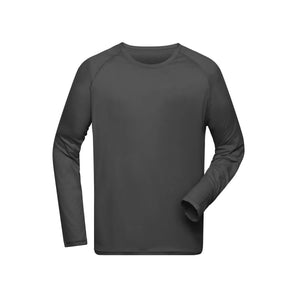 T-shirt Mens Sports Shirt Long-sleeved grigio / S - personalizzabile con logo