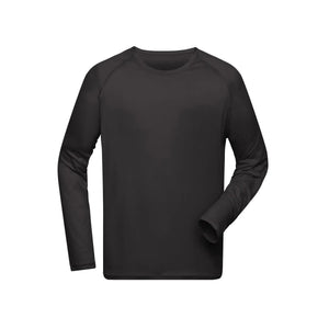 T-shirt Mens Sports Shirt Long-sleeved nero / S - personalizzabile con logo