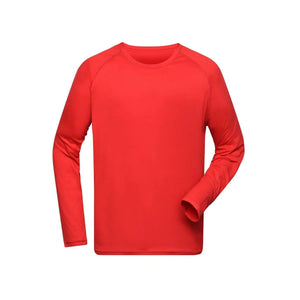 T-shirt Mens Sports Shirt Long-sleeved rosso / S - personalizzabile con logo