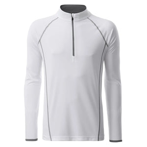 T-shirt Mens Sportsshirt maniche lunghe bianco / S - personalizzabile con logo