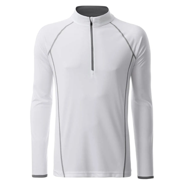 T-shirt Mens Sportsshirt maniche lunghe bianco / S - personalizzabile con logo